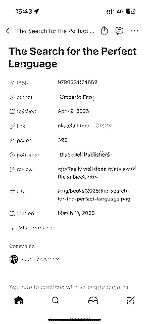 Screenshot of editing a book in the data on the app.