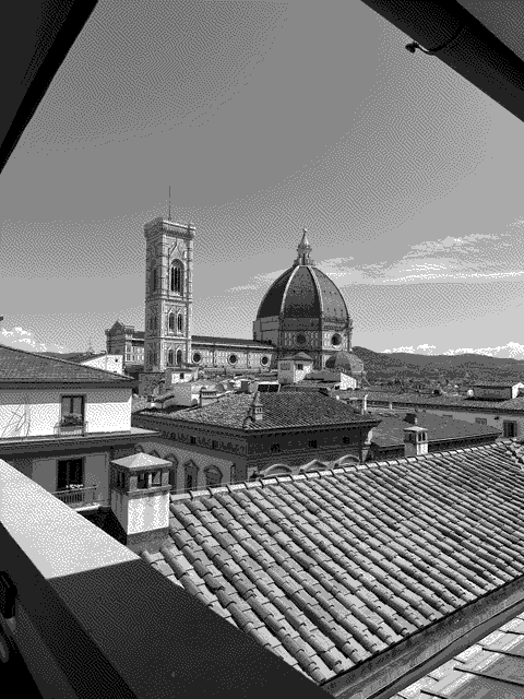 The best view we got of <em>Duomo di Firenze</em> was a rooftop cafe above a shopping center.