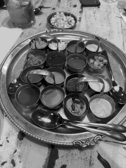 Photographic evidence of the curry sample platter.