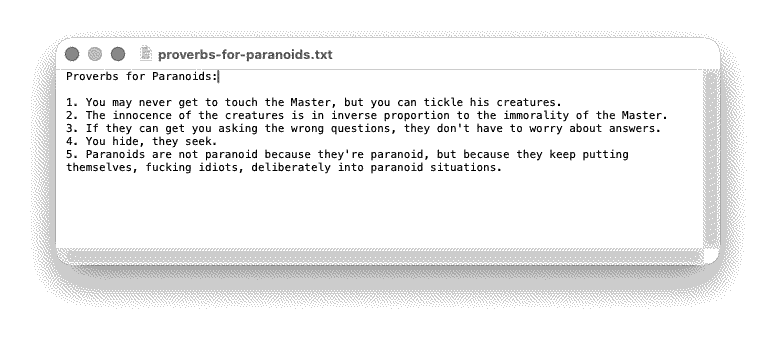 Gravity's Rainbow's Proverbs for Paranoids