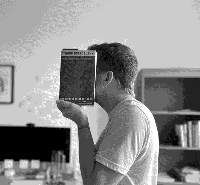 a picture of 'The Brothers Karamazov' by Fyodor Dostoevsky in situ.