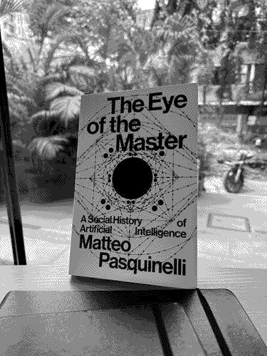 a picture of 'The Eye of the Master' by Matteo Pasquinelli in situ.