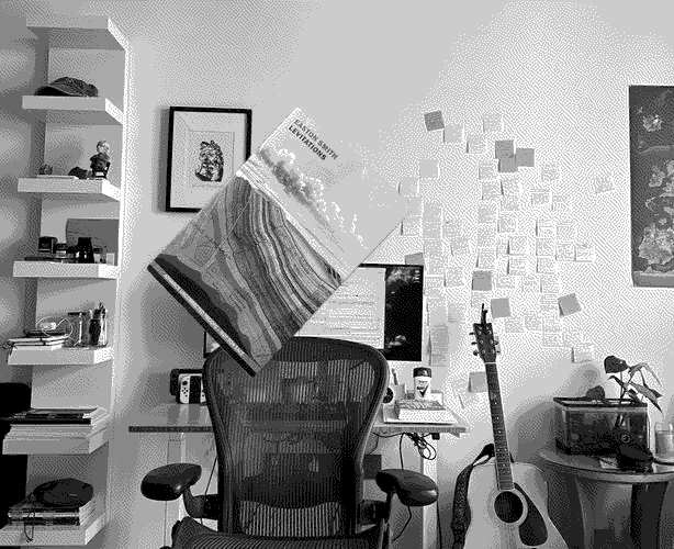 a copy of 'Levitations'  in its natural environment.