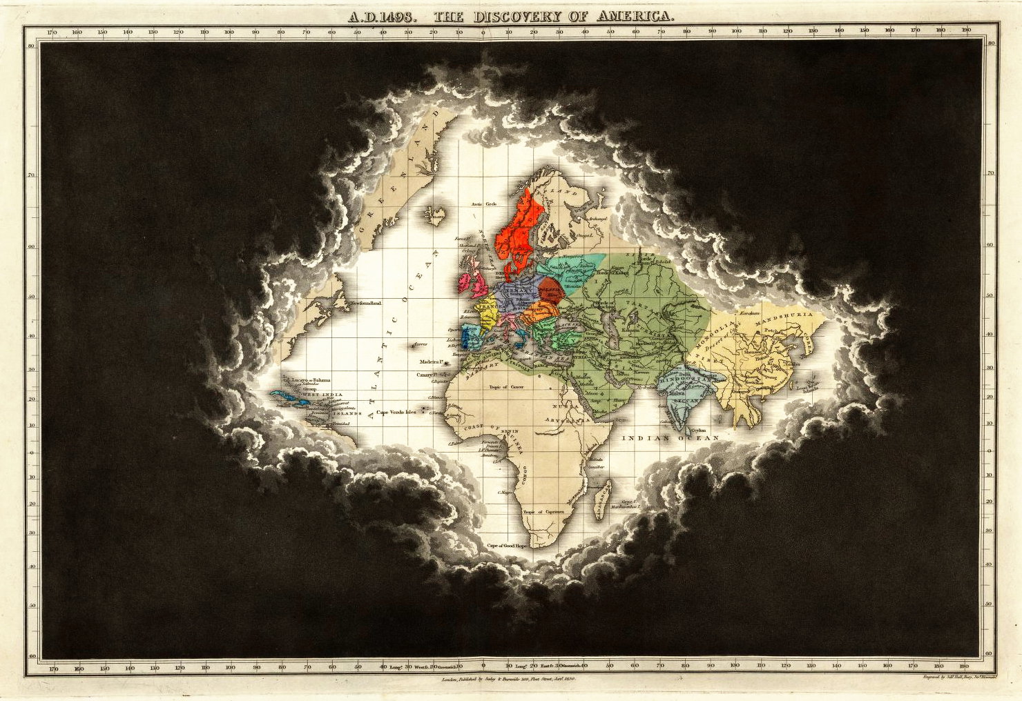 <a href=https://publicdomainreview.org/collection/edward-quin-historical-atlas/>A.D. 1498. The Discovery of America</a> by Edward Quin